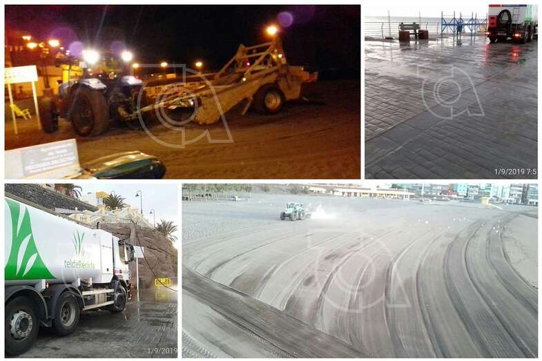 Diferentes momentos de los trabajos de limpieza (Foto TA)